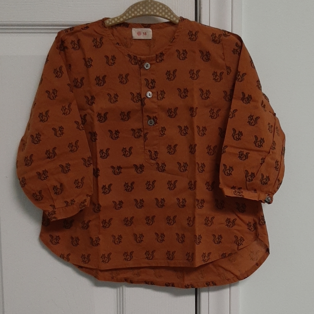 Keti keta rust shirt with squirrel